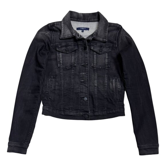 FIDELITY Ryder Denim Cropped Bomber Luxury Designer Jean Jacket Womens Small - Picture 1 of 6